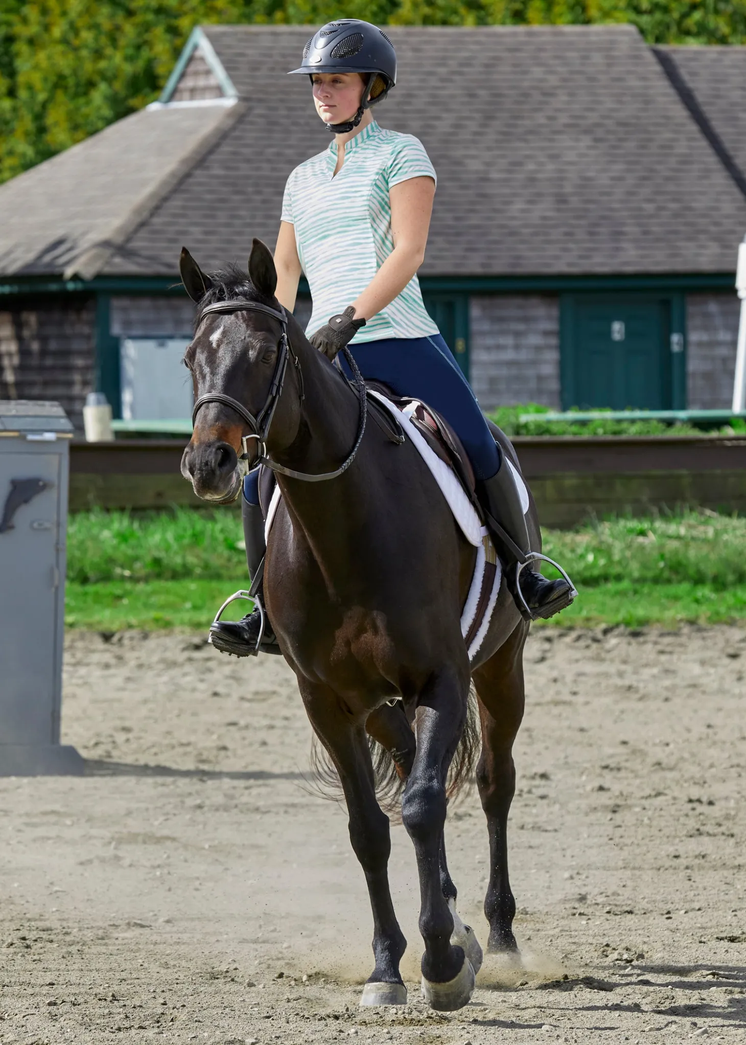 Dover Saddlery® Ladies’ Notch-V Stripe Short Sleeve Shirt