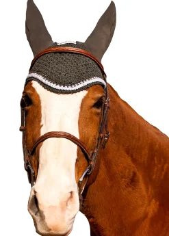 Equine Couture™ Fly Bonnet with Piping and Crystals