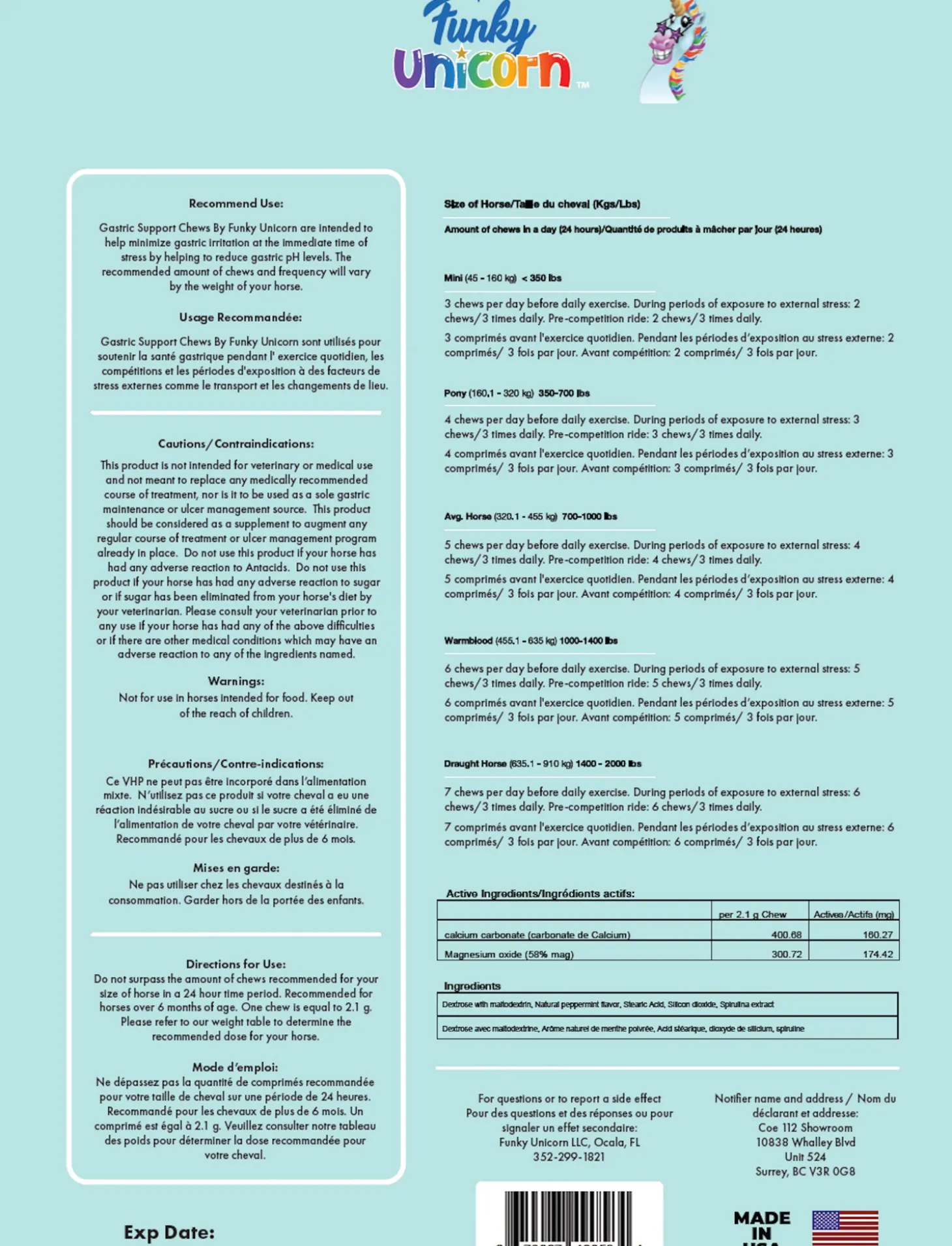 Funky Unicorn Gastric Support Antacid Chews - 7 oz.