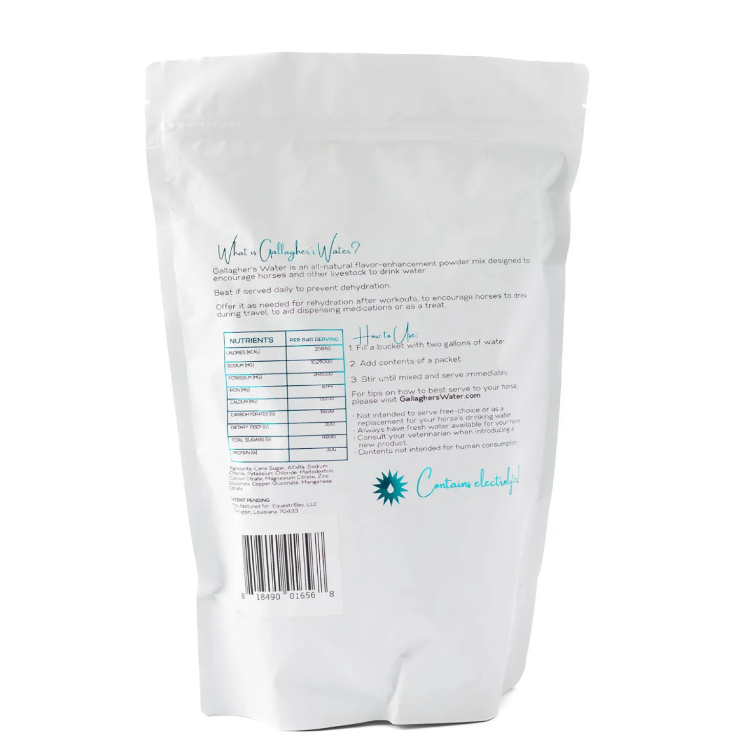 Gallagher’s Water™ All-Natural Equine Hydration Beverage, 12 Sachets