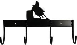 4-Hook Flat Tack Rack with Barrel Horse Silhouette