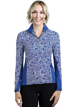 Kastel Denmark Ladies’ Jill Long Sleeve Blue Leaves Shirt