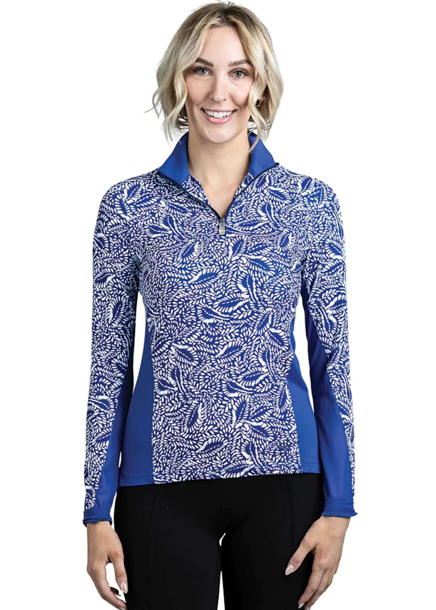 Kastel Denmark Ladies’ Jill Long Sleeve Blue Leaves Shirt
