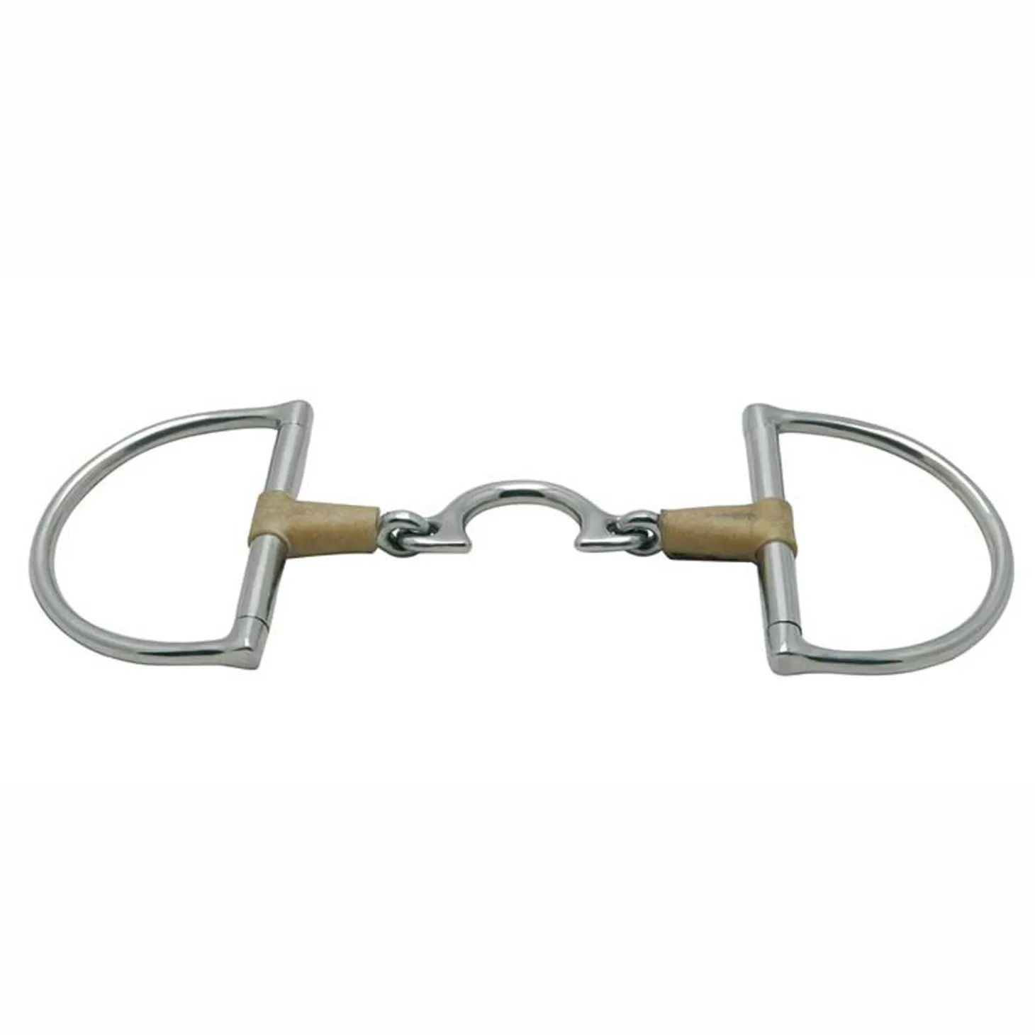Metalab Jointed Rawhide Leather with Quarter Moon Link D-ring Snaffle Bit