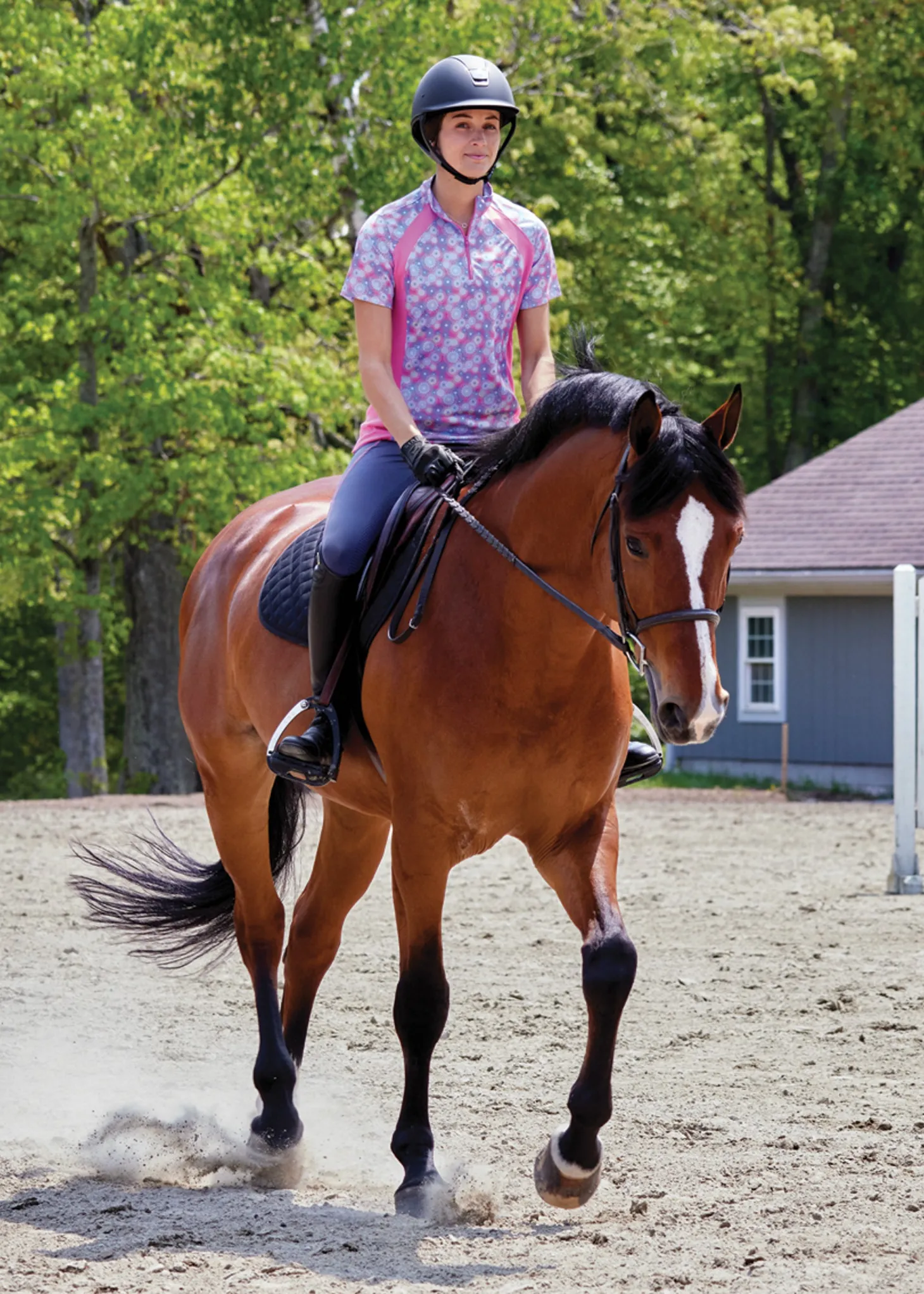 Riding Sport™ Ladies’ Airflow Quarter-Zip Print Short Sleeve Shirt