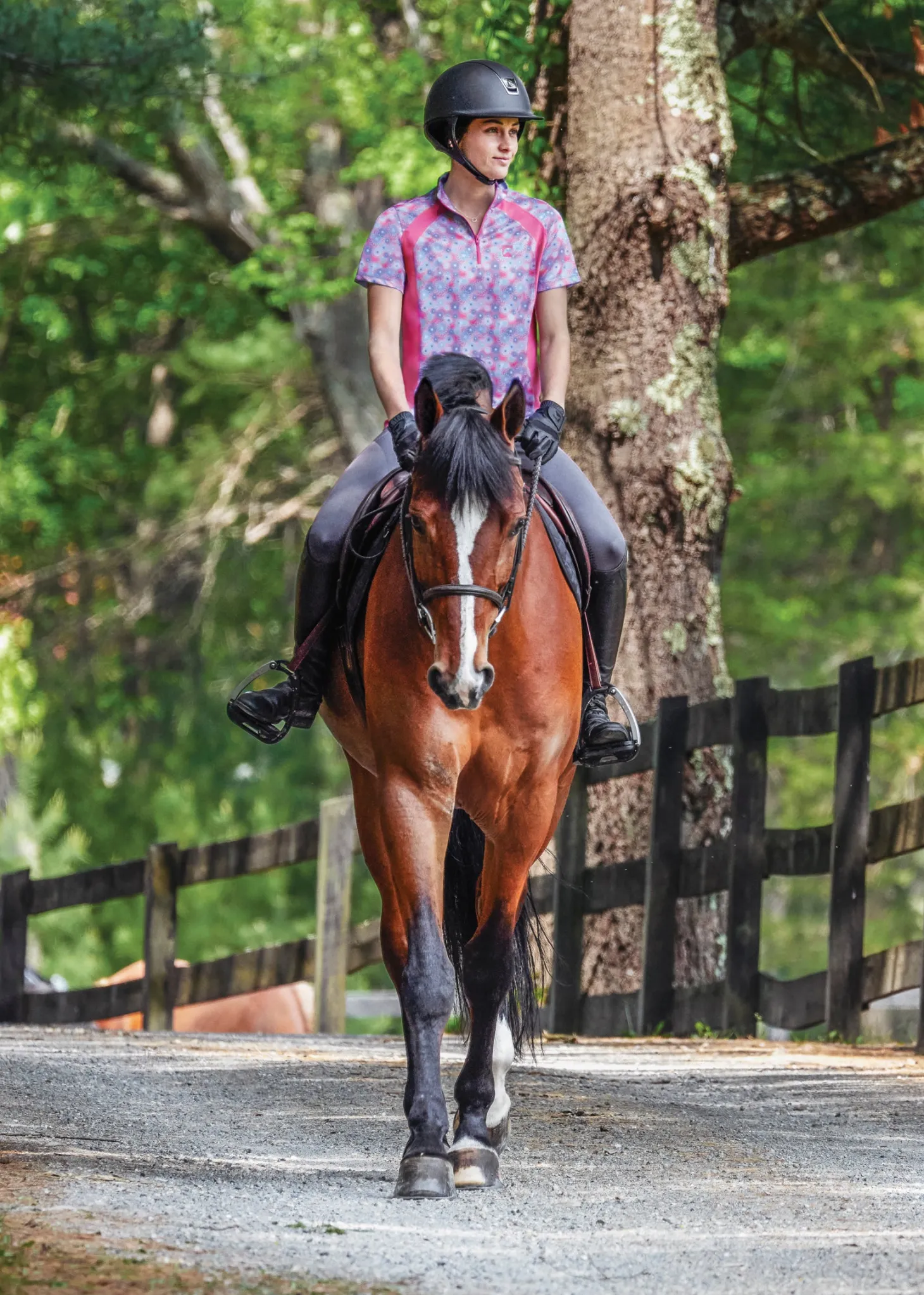 Riding Sport™ Ladies’ Airflow Quarter-Zip Print Short Sleeve Shirt