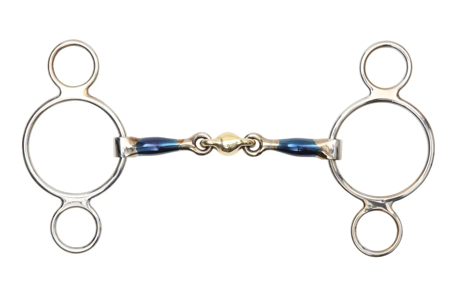 Shires Blue Sweet Iron Two-Ring Gag with Lozenge