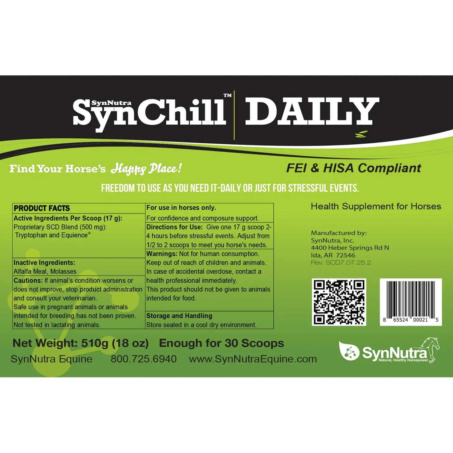 SynNutra Equine® SynChill™ Daily Pellets