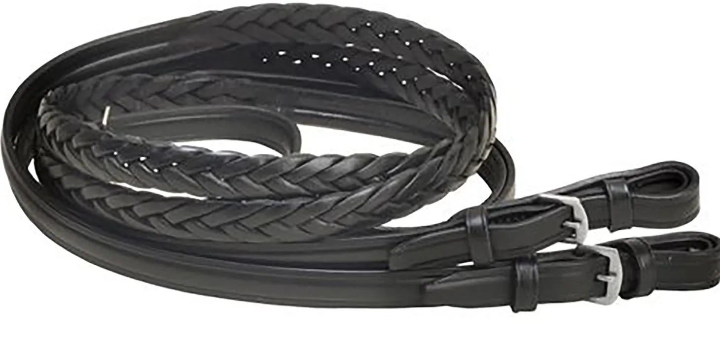 Tory Leather Company 5/8" x 60" Five-Plait Braided English Reins with Buckle Bit Ends