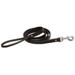 Tory Leather Flat Creased Leather Dog Leash with Rolled Leather Handle